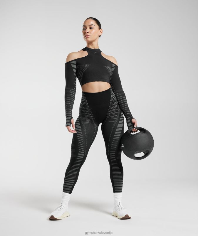 neomejen kratki top ženskeGymshark črna/svetlo siva J00L2501