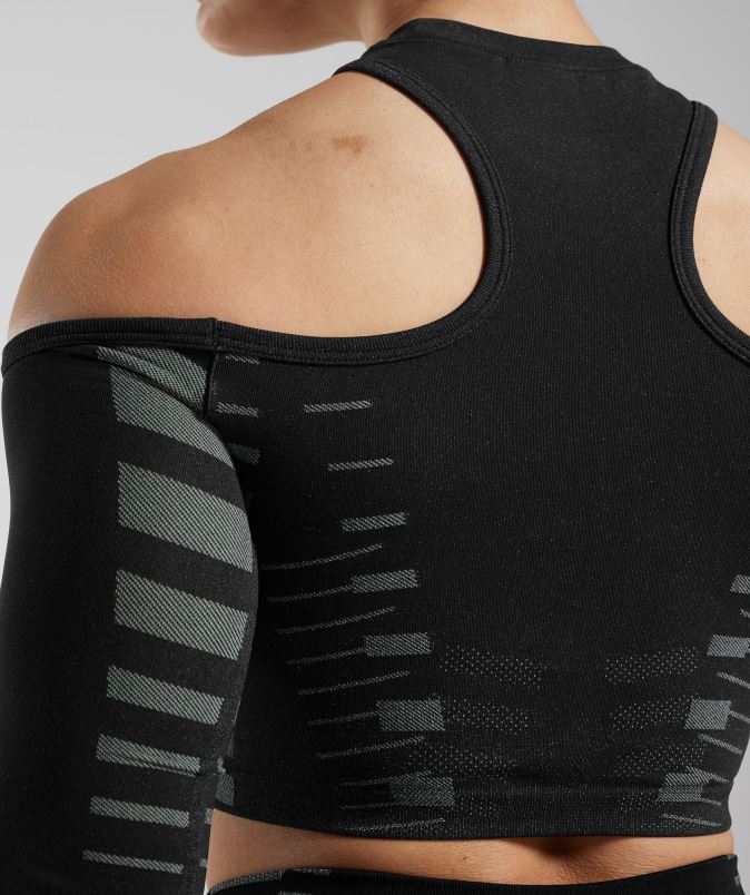 neomejen kratki top ženskeGymshark črna/svetlo siva J00L2501