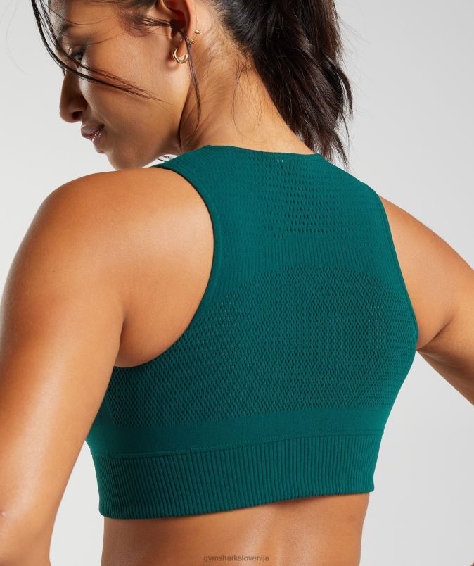 osnove pleteni kratki top ženskeGymshark gozdno zelena J00L2476