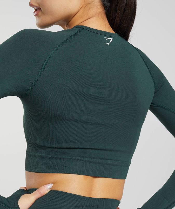 vital brezšivni kratki top 2.0 ženskeGymshark gozdni zeleni lapor J00L2480