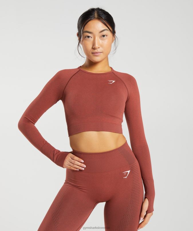 vital brezšivni kratki top 2.0 ženskeGymshark opečnato rdeči lapor J00L2460